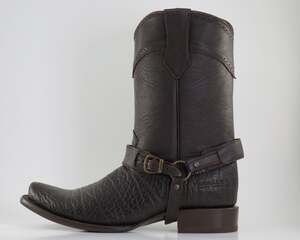 Parrall Brown Bull Neck Leather Square Toe Cowboy Boot
